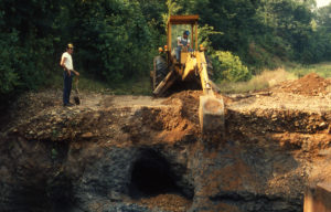 Workers excavating Acro.