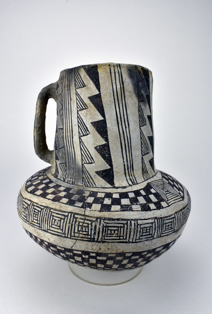 A chacho black-on-white pitcher from the prehistoric American southwest