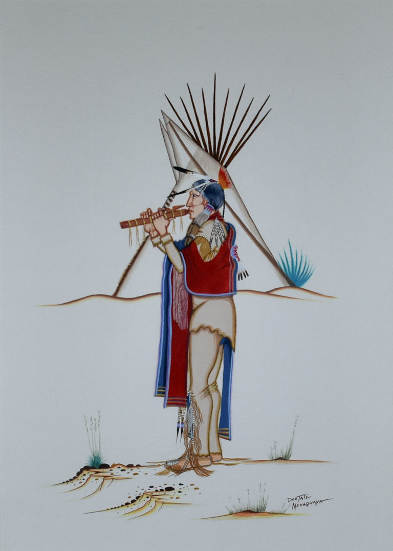 A portrait of a native flute player by Doc Tate Nevaquaya