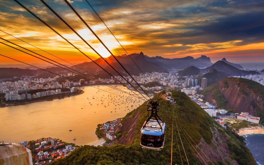 a cable car over sugar loaf mountain (brazil)