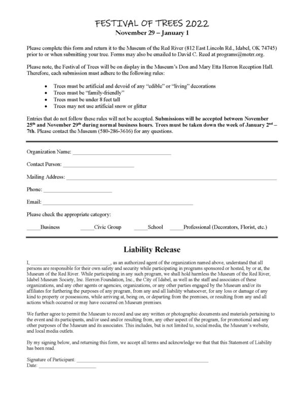 Festival of Trees 2022 Museum of the Red River